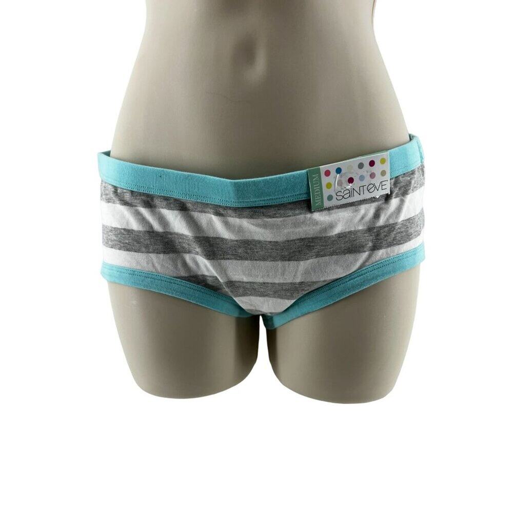 Saint Eve Hipster 516422 Aqua Grey White Stripe Size Medium